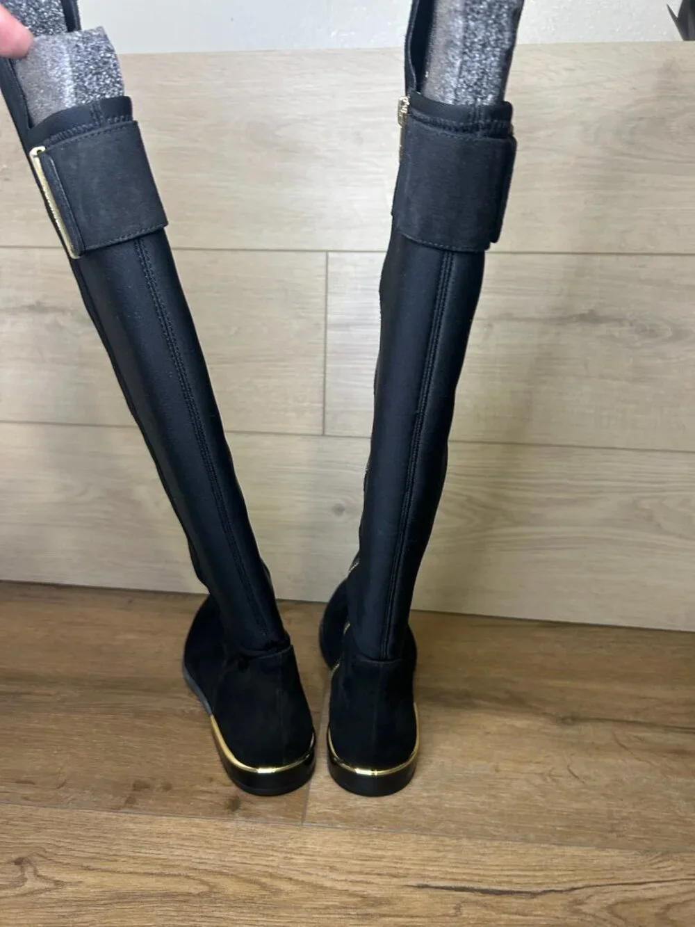 Calvin Klein Priya Over The Knee Boots Suede Neoprene Size 7 Black